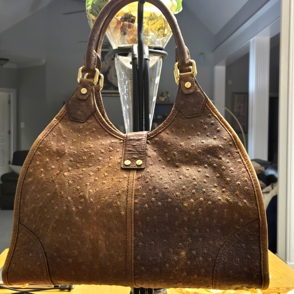 Michael Michael Kors distressed ostrich embossed leather satchel - Picture 9 of 13